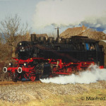 An der Stadtmauer von Berching entlang strebte die BR 86 457 am 28. Februar 1988 mit ihrem Sonderzug dem Endpunkt Beilngries entgegen.